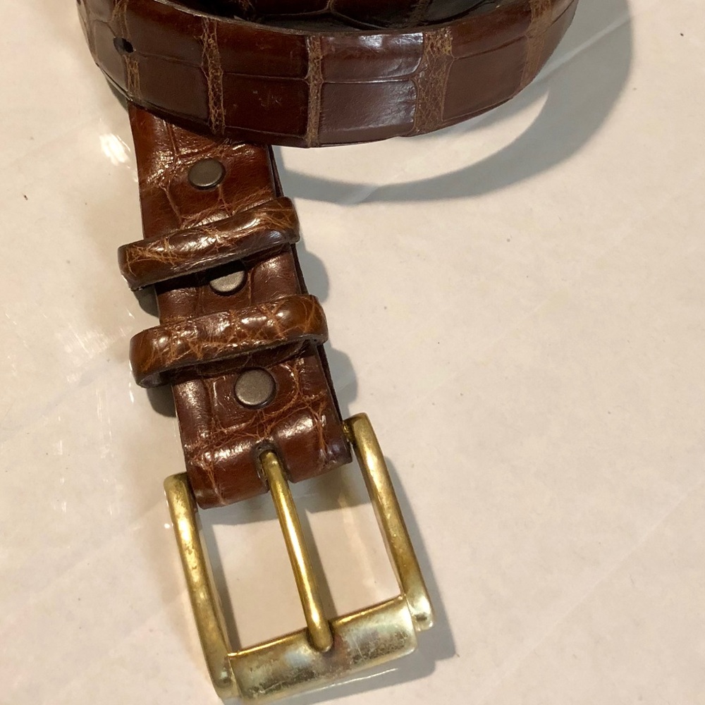 Torino Men’s Alligator Belt - Brown - Size 36